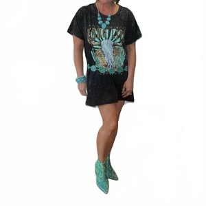 Women's Long Live Tee Shirt Tunic Dress - Zutter - 1 of 2