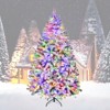 6ft Pre-lit Artificial Christmas Tree Snow Flocked Hinges Tree with 250 Multicolor LED Lights - 2 of 4