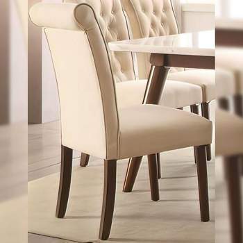 Set of 2 19" Gasha Dining Chairs Beige Linen/Walnut - Acme Furniture
