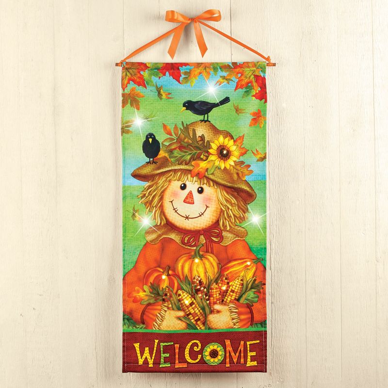 Collections Etc LED Lighted Hanging Welcome Fall Scarecrow Banner Multicolored, 2 of 4