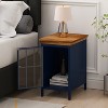 2 Set Nightstand with Storage Cabinet Solid Wood Tabletop - 3 of 4