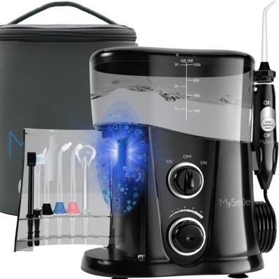 MySmile 1000ML Countertop Water Dental Flosser with 10 Models Oral Irrigator, 7 Jet Tips