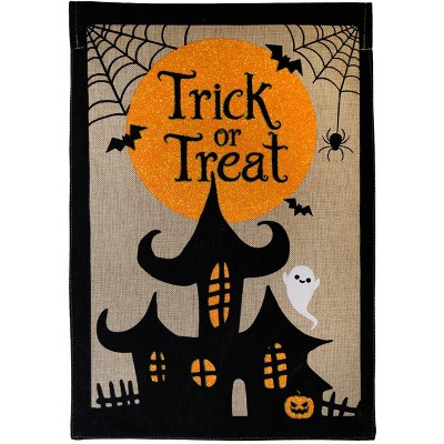 Briarwood Lane Trick or Treat Halloween Burlap Garden Flag Haunted House 18" x 12.5"
