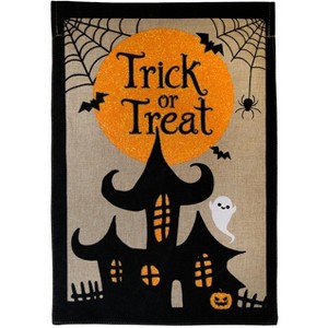 Briarwood Lane Trick or Treat Halloween Burlap Garden Flag Haunted House 18" x 12.5" - 1 of 4