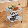 VEVOR Stainless Steel Work Table 36 x 30 x 34 Inch, 700 LBS Load Capacity with 4 Wheels, 3 Adjustable Height Levels, Silver - 2 of 4