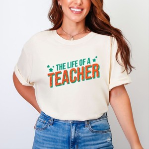 The Life Of A Teacher Puff/Glitter - Womens Garment Dyed Tee - 1 of 3