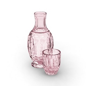 Elle Décor Vintage Night Bedside 33 oz. Water Carafe With Tumbler, 2-Piece Set, Elegant Pitcher and Matching Drinking Glass Doubles As Lid - 1 of 4