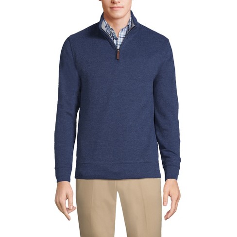 Lands' End Men's Bedford Rib Quarter Zip Sweater - Small - Medium Denim ...