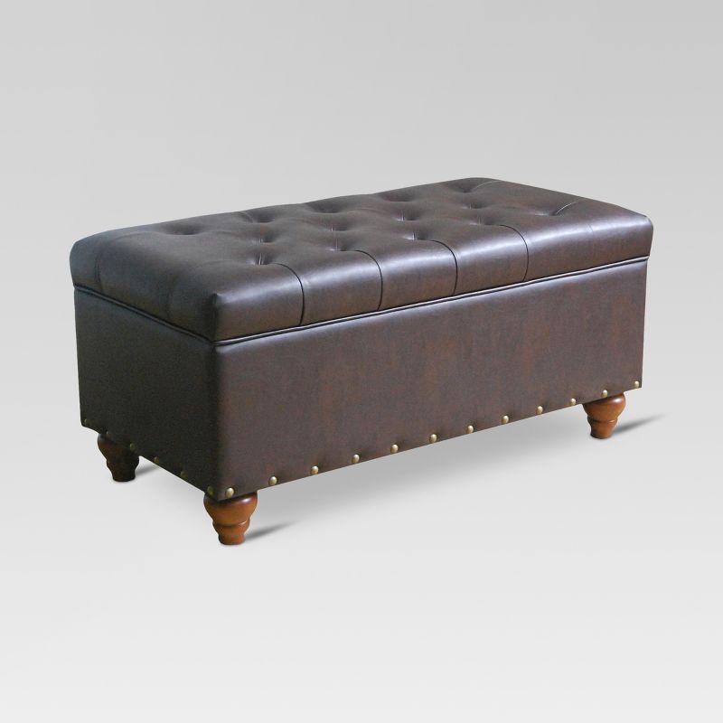 Tufted Storage Bench with Nailheads Espresso - Threshold&#8482;, 1 of 6