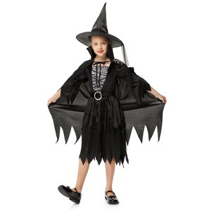 Halloween Witch Costume for Kids - Black Witch Dress for Toddler - Classic Costume for Party Dress-Up - 1 of 4