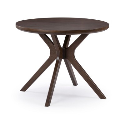 Verso 38'' Round Walnut Wood Dining Table with Cross-Leg Base