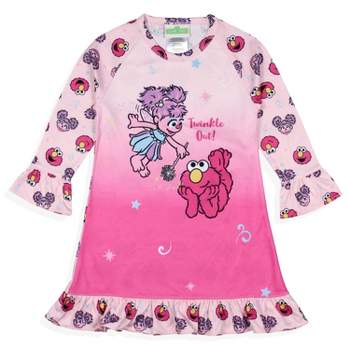 Sesame Street Girls' Twinkle Out Elmo Abby Cadabby Sleep Pajama Dress Nightgown Pink
