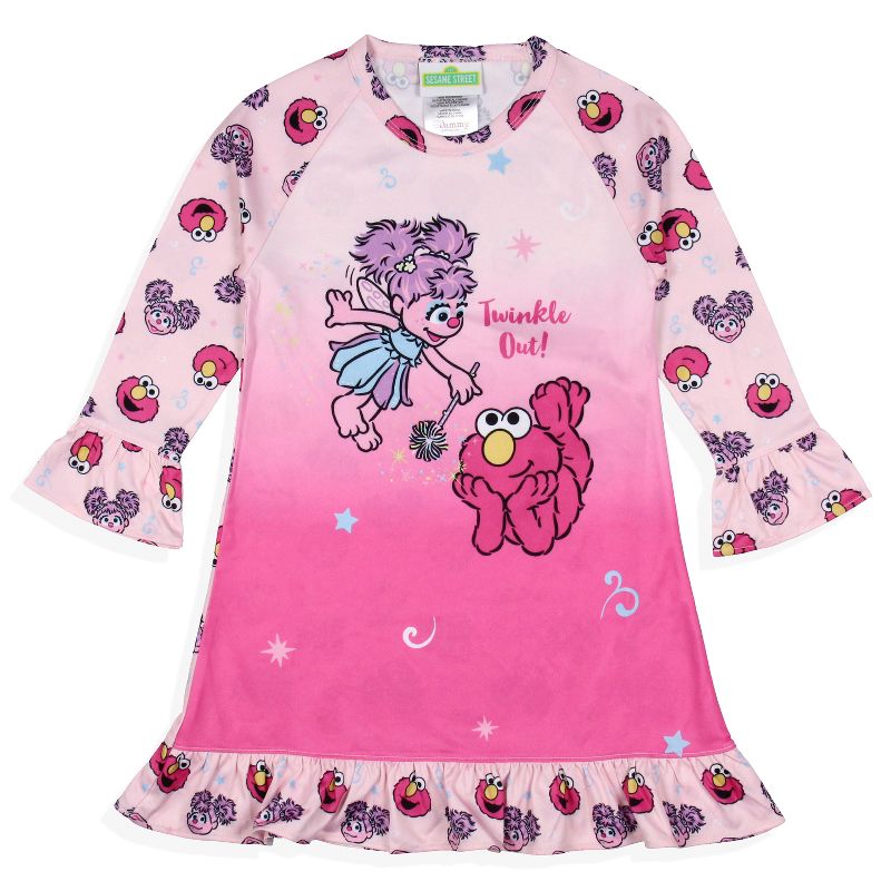 Sesame Street Girls' Twinkle Out Elmo Abby Cadabby Sleep Pajama Dress Nightgown Pink, 1 of 6