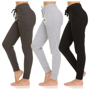 Womens Running Workout Fleece Joggers Sweatpants with Pockets and Elastic Cuff, Pack of 3 Up to XXL - 1 of 4