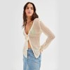 Womens Long Sleeve Crochet Cardigan Front Tie V Neck Knit Beach Cover Ups Tops Open Front Cardigan Summer Everyday Outfits - 3 of 4