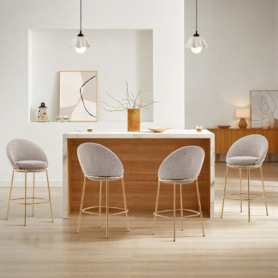 Counter Height Barstools Set of 4,Cafe Barstools with Metal Frame and Upholstered Round Seat,Modern Metal Kitchen Island Bar Chairs-Coolbibila