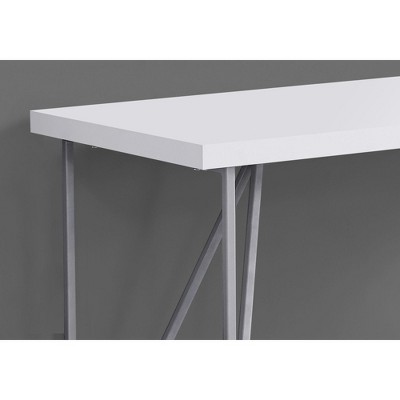 Vynxaria 48" White Laminate Computer Desk Grey Metal Trim Perfect for Contemporary Home Office Spaces