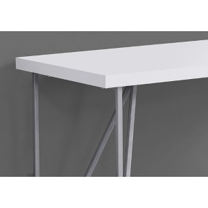 Vynxaria 48" White Laminate Computer Desk Grey Metal Trim Perfect for Contemporary Home Office Spaces - 1 of 4