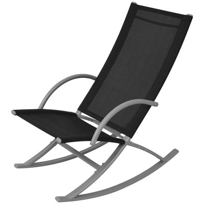 Black Steel Frame Modern Outdoor Rocking Chair Set
