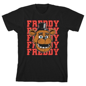Five Nights at Freddy's Freddy Repeat Text Boy's Black T-shirt - 1 of 3
