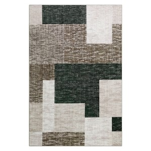 Modern Block Printed Flannel Rug with Non-Slip Backing, Kid & Pet Friendly, Foldable and Easy to Clean for Busy Areas - 1 of 4