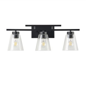 Dewdrop 4-Light Backlit Mirror Vanity Light, Modern Matte Black Wall Sconce with Clear Glass Shades, ETL Certified for Bathroom - 1 of 4