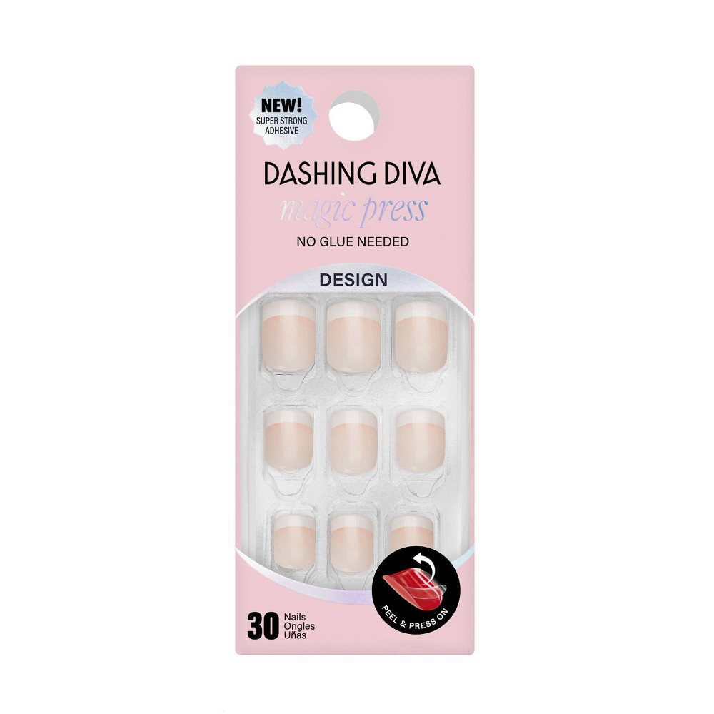 Photos - Manicure & Pedicure Tools Dashing Diva Magic Press Fake Nails - Day to Night - 30ct: Short Length, Square Shape, French Style, Smooth Finish