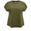 GRACE & GRANDEUR Women's Plus Size Crew Neck Short Sleeve Crochet Lace Trim Shoulder Casual Blouses - 4 of 4