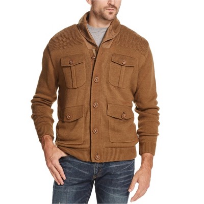 Weatherproof Mens Fleece-Lined 4-Pocket Cardigan Sweater