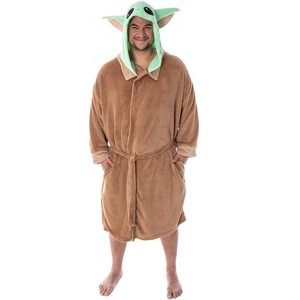 Star Wars Baby Grogu Robe Big And Tall The Mandalorian Baby Grogu Bathrobe Plus Size Costume Robe Beige - 1 of 4