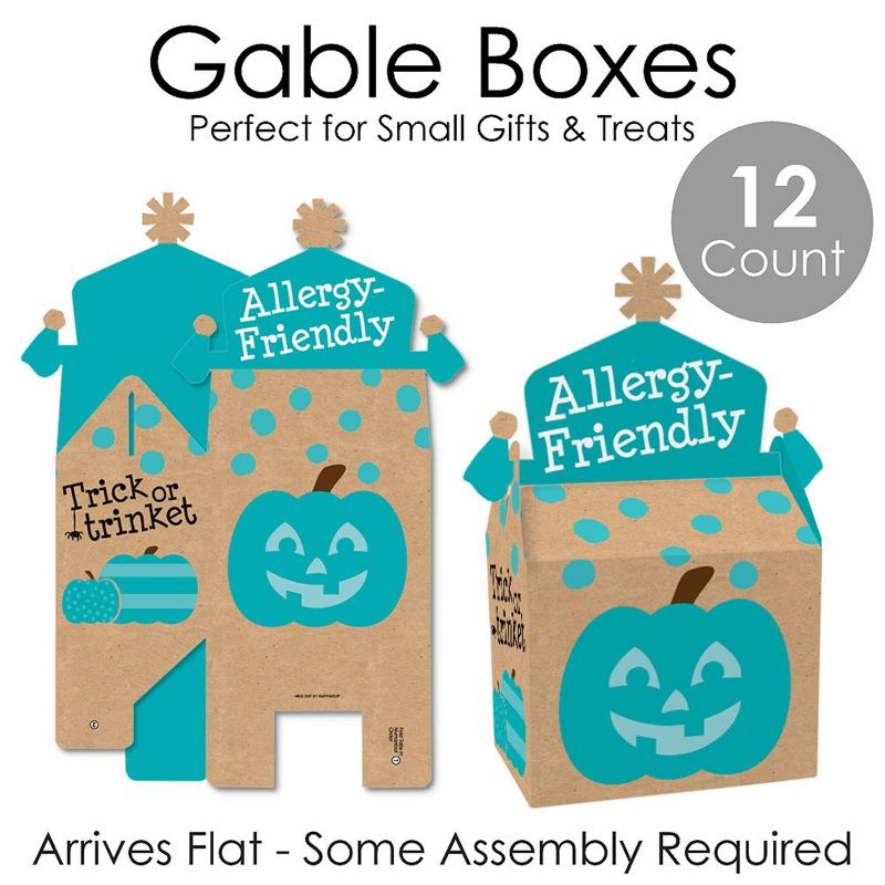 Big Dot of Happiness Teal Pumpkin - Treat Box Party Favors - Halloween Allergy Friendly Trick or Trinket Goodie Gable Boxes - Set of 12, 4 of 7