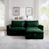 2 Seater Corduroy Sofa with Storage Ottoman, Modular Deep Seat Couch, 86.6" Living Room Sectional Sofa-3irtyhousy - 3 of 4