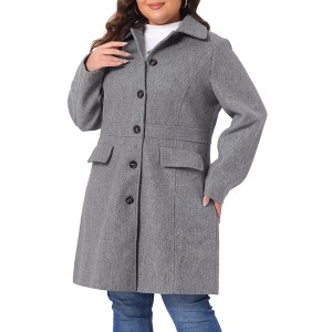 Agnes Orinda Women's Plus Size Winter Single Breasted Back Split with Pockets Long Overcoats - 1 of 4