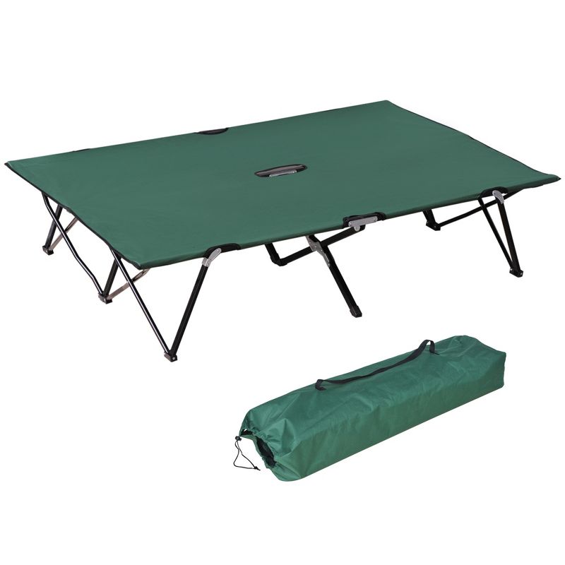 Outsunny 2 Person Folding Camping Cot, Portable Sleeping Cot with Carry Bag, 1 of 9