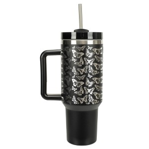 Elanze Designs Small Monarch Butterfly Garden 40 oz. Stainless Steel, Large Water Bottle Coffee Mug, Spill & Leak Resistant, Thermal Travel Tumbler - 1 of 1