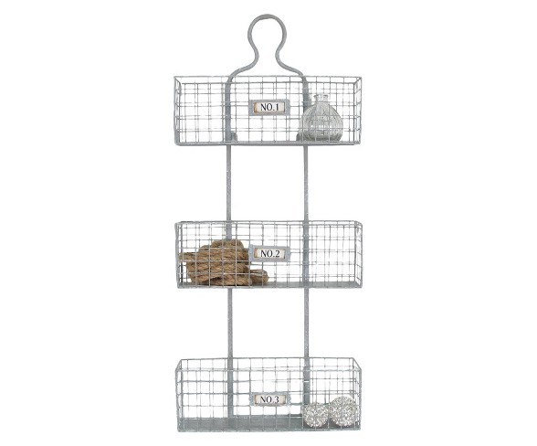 Numbered Metal Wall Basket -Silver