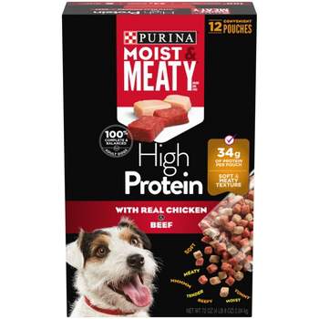 Moist & Meaty High Protein Chicken & Beef Flavor Dry Dog Food - 12ct Pack
