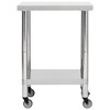 vidaXL Kitchen Work Table with Wheels, 23.6"x11.8"x33.5" Stainless Steel - 3 of 4