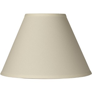 Springcrest Bright Antique White Linen Medium Lamp Shade 6.5" Top x 15" Bottom x 10.75" High x 11.75" Slant (Spider) Replacement with Harp and Finial - 1 of 4