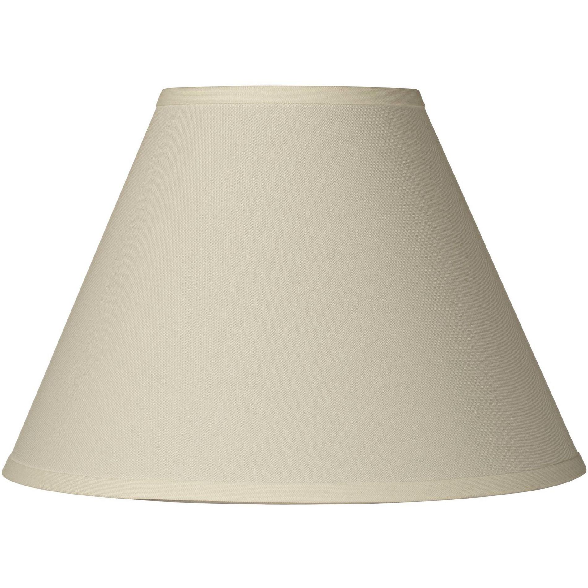 Springcrest Bright Antique White Linen Medium Lamp Shade 6.5" Top x 15" Bottom x 10.75" High x 11.75" Slant (Spider) Replacement with Harp and Finial