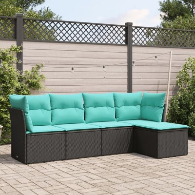 vidaXL Garden Sofa Set  PE rattan 5 Piece Adjustable Feet