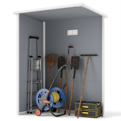 Gray Resin Outdoor Storage Shed with Window and Lock, 76" x 59.5"