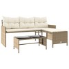 vidaXL Patio Sofa with Table and Cushions L-Shaped Beige Poly Rattan - 2 of 4