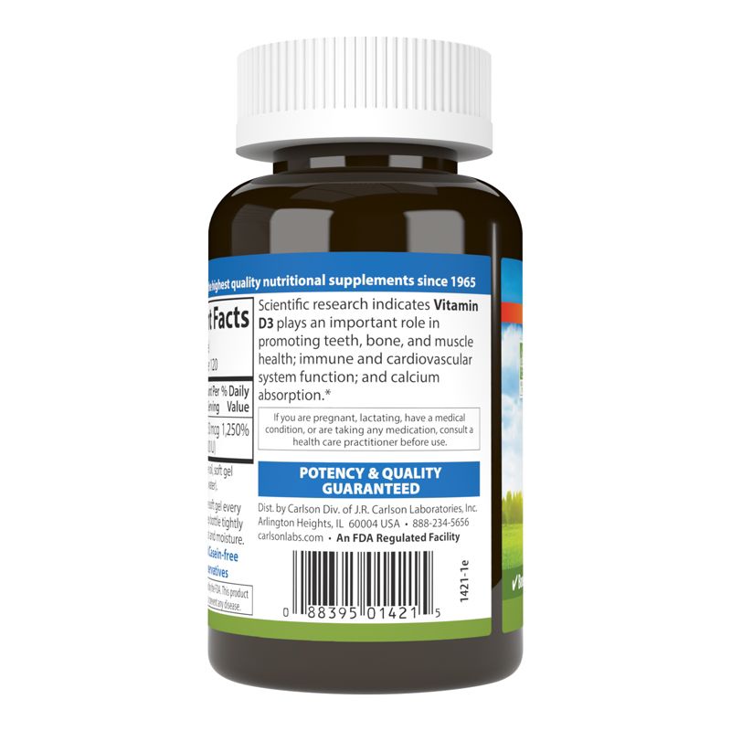Carlson - Vitamin D3 10000 IU (250 mcg), Cholecalciferol, Immune Support, 3 of 6