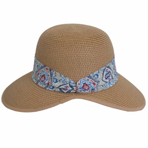 Magid Geometric Print Ribbon Straw Garden Hat - 1 of 3