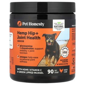 Pet Honesty Senior Hemp Mobility - Hip & Joint Supplement for Senior Dogs - Hemp Oil & Powder, Glucosamine, Collagen, MSM, Green Lipped Mussel, - 1 of 2