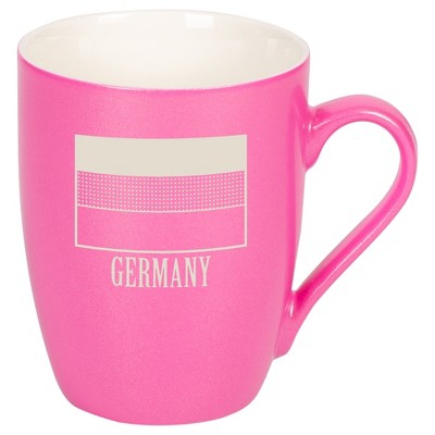 Elanze Designs Germany German Flag 10 Ounce Ceramic Laser-Etched Engraved Drinkware Mug, Metallic Princess Pink