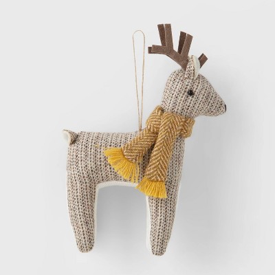 Reindeer Christmas Tree Ornament Brown with Yellow Scarf - Wondershop™