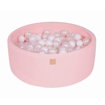 MeowBaby Large Round 35 Inch Round by 11.5 Inch Tall Baby Toddler Foam Ball Pit w/ 200 Full Foam Balls and Zippered Covered, Light Pink, White, Pearl