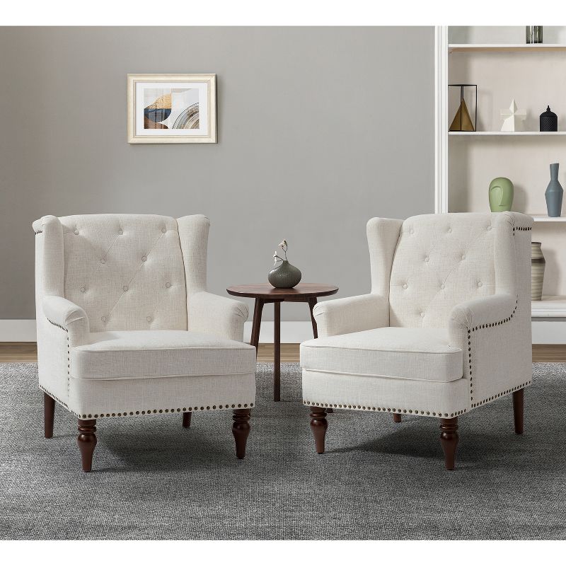 Set of 2 Cecília Living Room Armchair with Nailhead Trim  | ARTFUL LIVING DESIGN, 1 of 11
